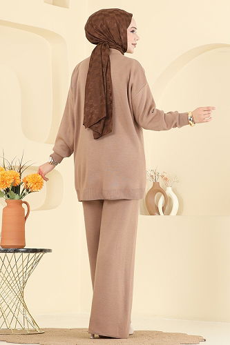 moda selvim طقم بيج 25302BRZ597 - Thumbnail