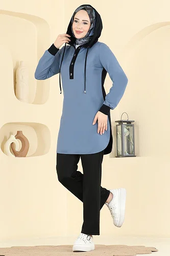 moda selvim طقم أسود وأزرق فاتح 2546SL432 - Thumbnail