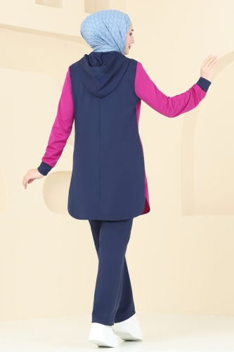 moda selvim Combined 2546SL432 Fuchsia&Navy Blue - Thumbnail