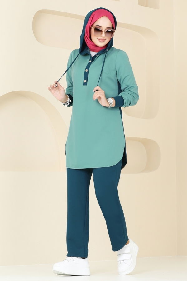 Modaselvim Hijab Combinations Combined 2546SL432 Mint&Petroleum