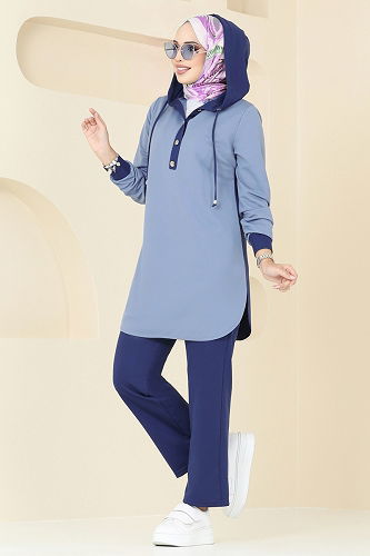 moda selvim Combined 2546SL432 Navy Blue & Baby Blue - Thumbnail