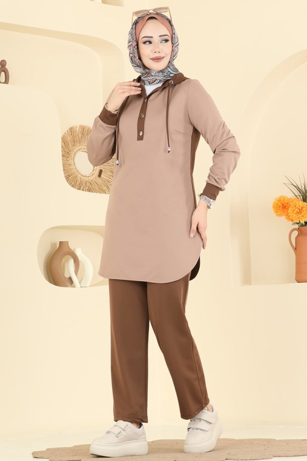 Modaselvim الاطقم طقم بيج وبني 2546SL432