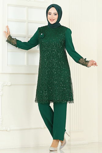 moda selvim طقم زيتي 2547ELC1143 - Thumbnail