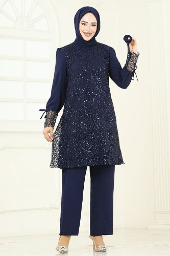 moda selvim طقم كحلي 2547ELC1143 - Thumbnail