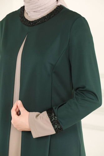moda selvim طقم زيتي وبيج 2550ASMK1074 - Thumbnail