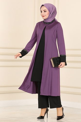 moda selvim Combined 2550ASMK1074 Lilac & Black - Thumbnail