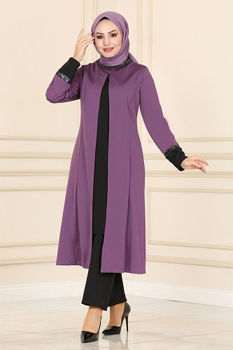 moda selvim Combined 2550ASMK1074 Lilac & Black - Thumbnail