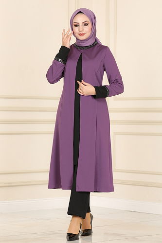 moda selvim Combined 2550ASMK1074 Lilac & Black - Thumbnail