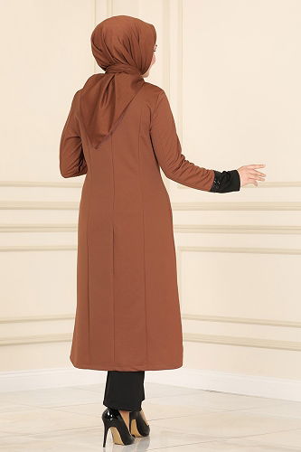 moda selvim طقم عسلي واسود 2550ASMK1074 - Thumbnail