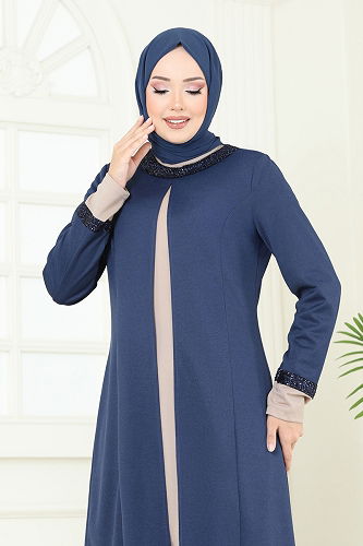 moda selvim طقم بيج وأزرق 2550ASMK1074 - Thumbnail