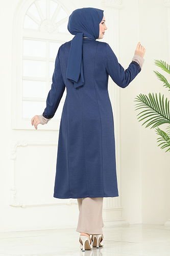 moda selvim طقم بيج وأزرق 2550ASMK1074 - Thumbnail