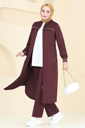 moda selvim طقم خمري 2554SL432 - Thumbnail