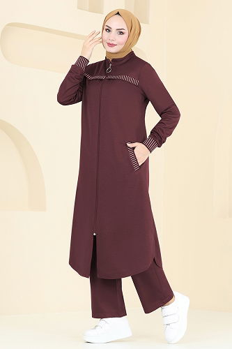 moda selvim طقم خمري 2554SL432 - Thumbnail