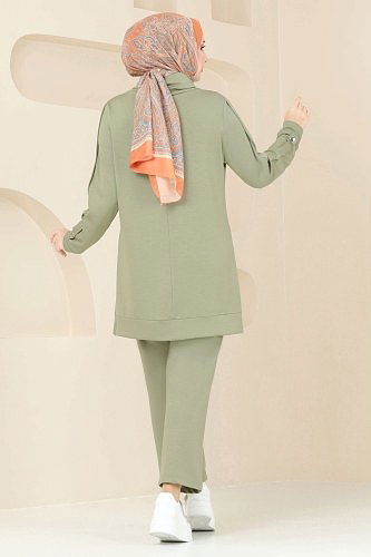 moda selvim طقم أخضر عشبي 2556SL432 - Thumbnail