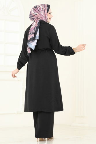 moda selvim طقم أسود 2584MP806 - Thumbnail