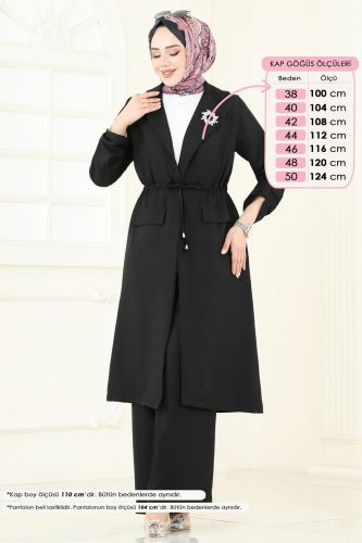 moda selvim طقم أسود 2584MP806 - Thumbnail
