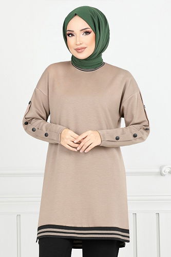 moda selvim طقم بيج وأسود 2585SL890-M - Thumbnail