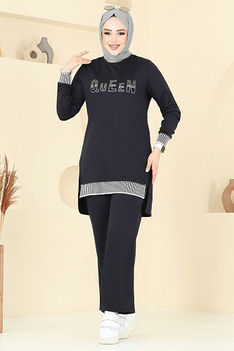 moda selvim طقم سكري وكحلي 2586SL432 - Thumbnail