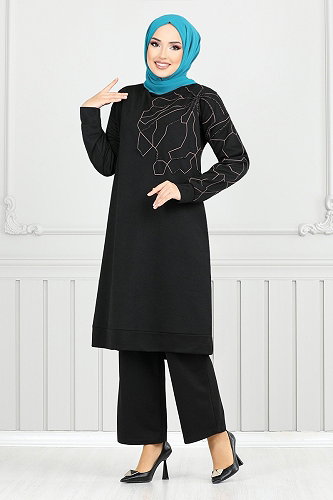 moda selvim طقم أسود 2587SL890-M - Thumbnail