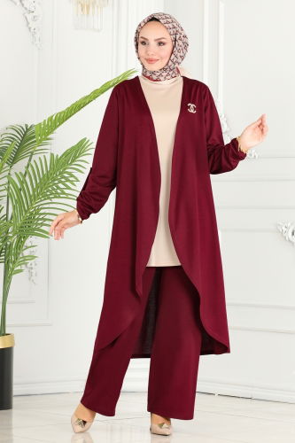 moda selvim Combined 258DVL817 Burgundy & Stone - Thumbnail