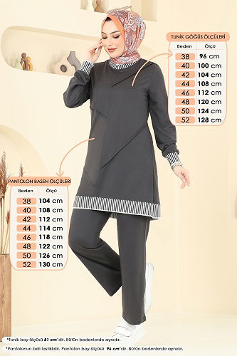 moda selvim طقم رمادي غامق 2595SL432 - Thumbnail