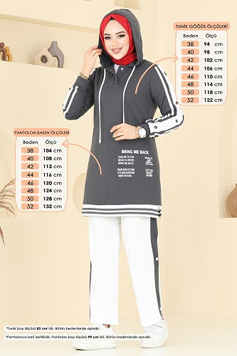 moda selvim طقم رمادي غامق 2599SL432 - Thumbnail