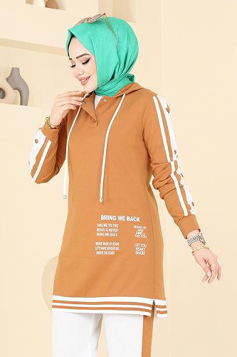 moda selvim طقم خردلي غامق 2599SL432 - Thumbnail