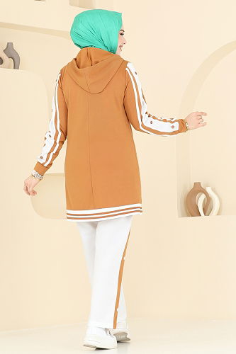 moda selvim طقم خردلي غامق 2599SL432 - Thumbnail