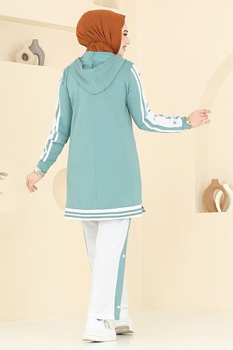 moda selvim طقم أخضر باهت 2599SL432 - Thumbnail