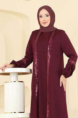 moda selvim طقم خمري 2600ASMK1074 - Thumbnail