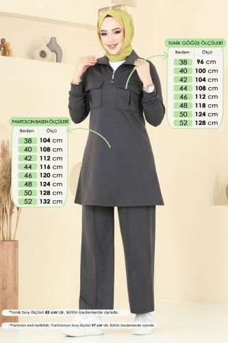 moda selvim طقم رمادي غامق 2600SL432 - Thumbnail