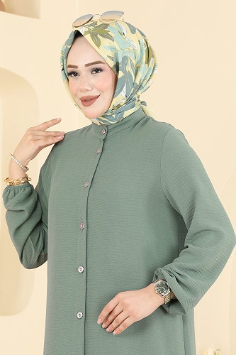 moda selvim طقم أخضر باهت 2601BMK1214 - Thumbnail