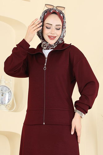 moda selvim طقم خمري 2601ERK1158 - Thumbnail