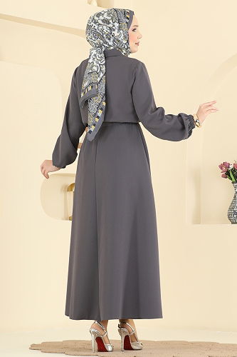 moda selvim طقم رمادي غامق 2601SL432 - Thumbnail