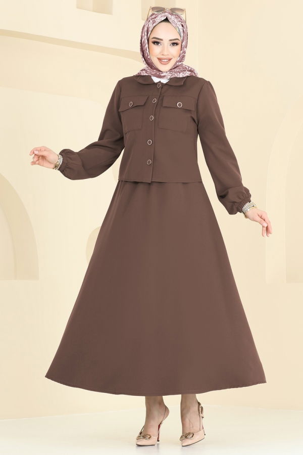 Modaselvim Hijab Combinations Combined 2601SL432 Brown