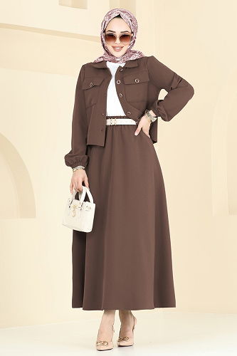 moda selvim طقم بني 2601SL432 - Thumbnail