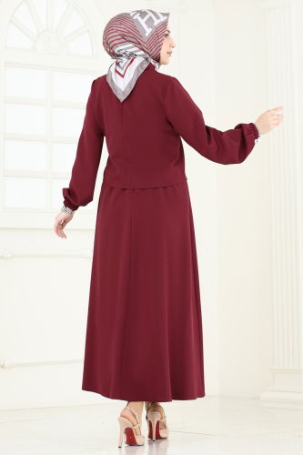 moda selvim طقم خمري 2601SL432 - Thumbnail