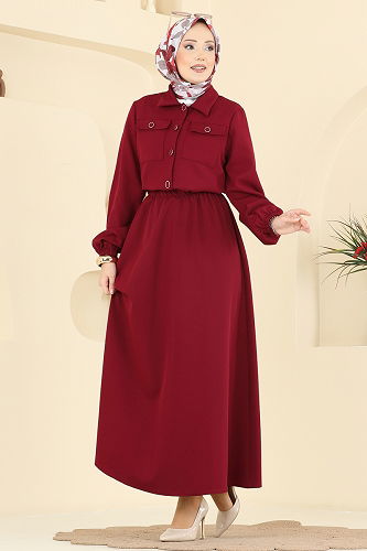 moda selvim طقم خمري 2601SL432 - Thumbnail