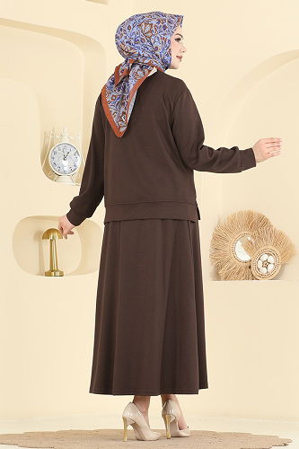 moda selvim طقم بني 2601TPK1167 - Thumbnail