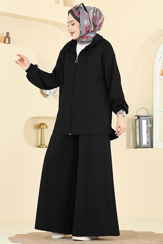 moda selvim طقم أسود 2602ERK1158 - Thumbnail