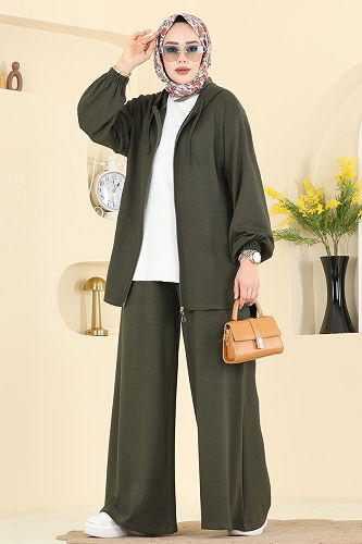 moda selvim طقم اخضر عفني 2602ERK1158 - Thumbnail