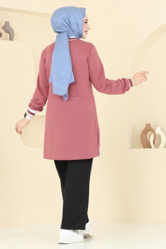 moda selvim طقم وردي غامق وأسود 2602SL432 - Thumbnail
