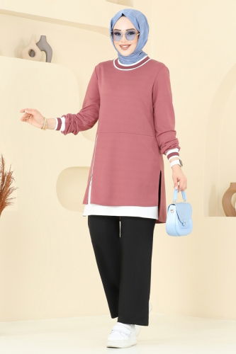 moda selvim طقم وردي غامق وأسود 2602SL432 - Thumbnail