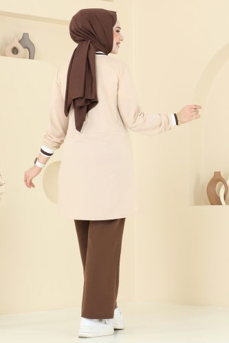 moda selvim طقم بيج وبني 2602SL432 - Thumbnail