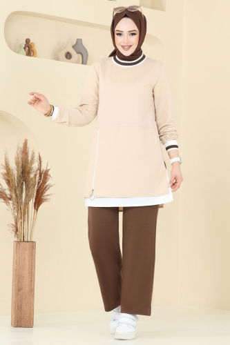 moda selvim طقم بيج وبني 2602SL432 - Thumbnail