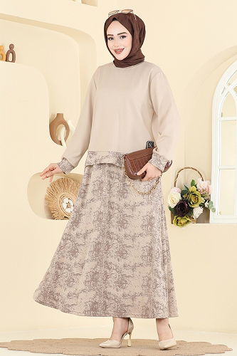 moda selvim طقم بيج 2602TPK1167 - Thumbnail