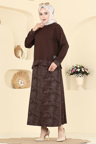 moda selvim طقم بني 2602TPK1167 - Thumbnail