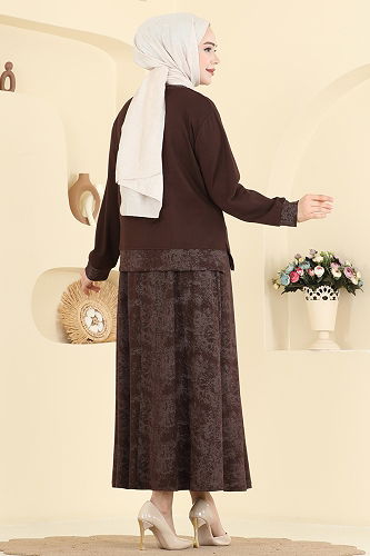 moda selvim طقم بني 2602TPK1167 - Thumbnail