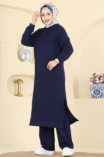 moda selvim طقم كحلي 2603ERK1158 - Thumbnail