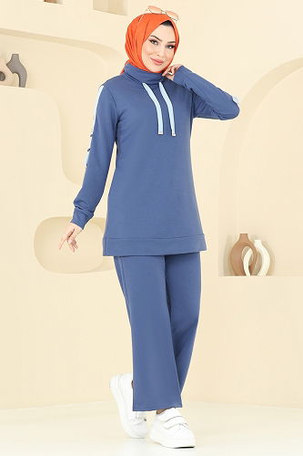 moda selvim طقم كحلي وأزرق فاتح 2603SL432 - Thumbnail